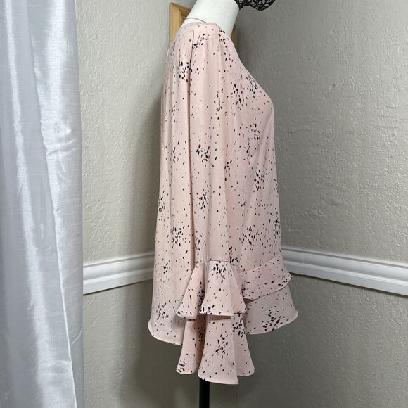 Women’s Tunic Office Formal Top Ruffle Bell Long Flutter Sleeve Blouse Size L - Picture 7 of 13